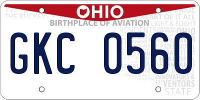 OH license plate GKC0560