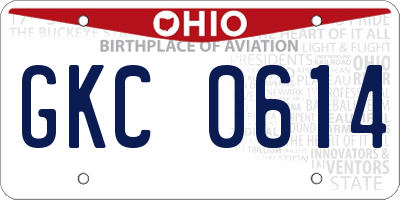 OH license plate GKC0614