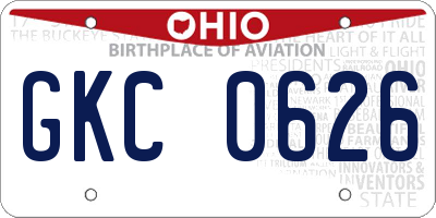 OH license plate GKC0626