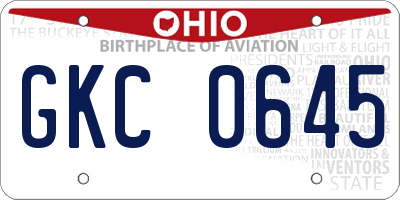 OH license plate GKC0645