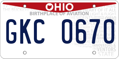 OH license plate GKC0670
