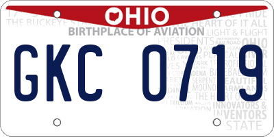 OH license plate GKC0719