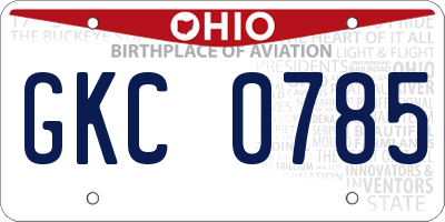 OH license plate GKC0785