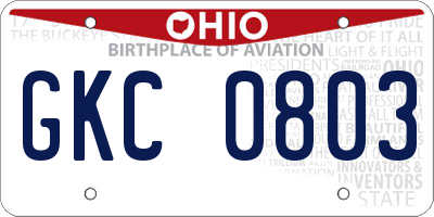 OH license plate GKC0803