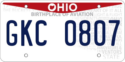 OH license plate GKC0807