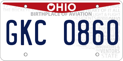 OH license plate GKC0860
