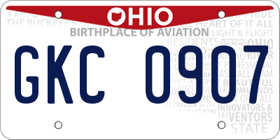 OH license plate GKC0907