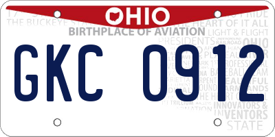 OH license plate GKC0912