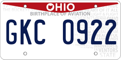 OH license plate GKC0922