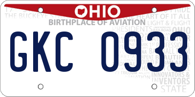 OH license plate GKC0933