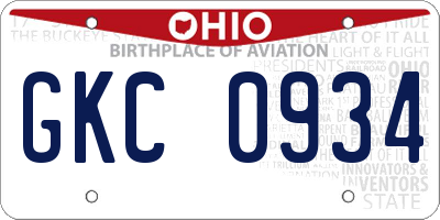 OH license plate GKC0934