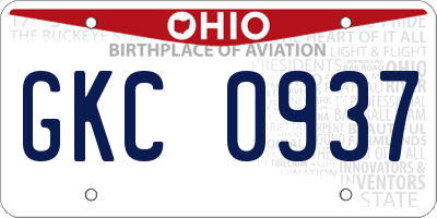 OH license plate GKC0937