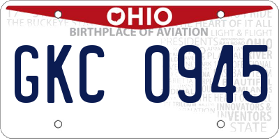 OH license plate GKC0945