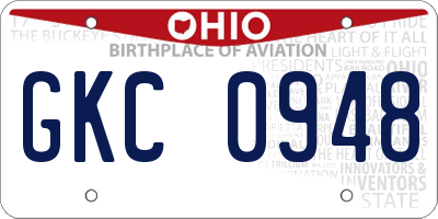 OH license plate GKC0948