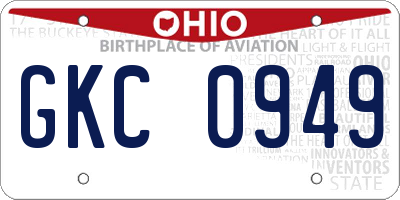 OH license plate GKC0949