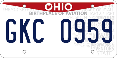 OH license plate GKC0959
