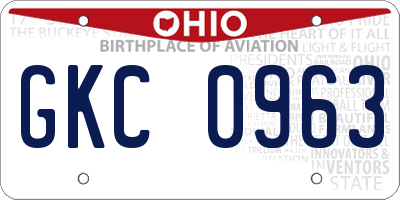 OH license plate GKC0963