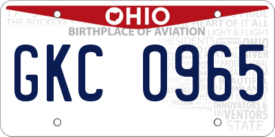 OH license plate GKC0965