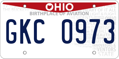 OH license plate GKC0973