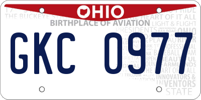 OH license plate GKC0977