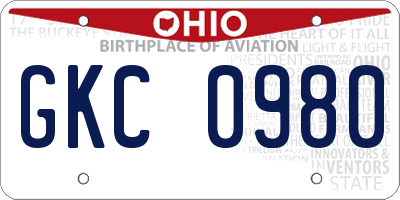 OH license plate GKC0980
