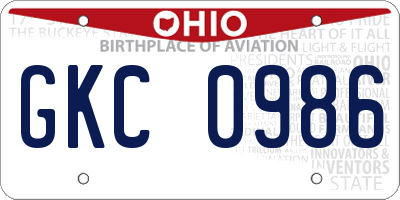 OH license plate GKC0986