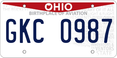 OH license plate GKC0987