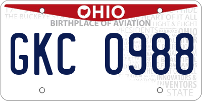 OH license plate GKC0988