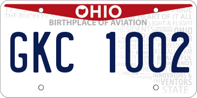 OH license plate GKC1002