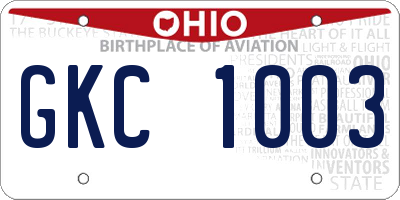 OH license plate GKC1003
