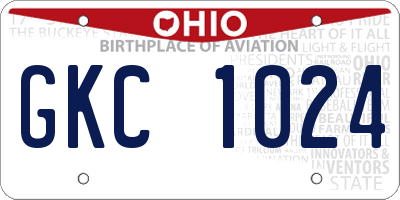 OH license plate GKC1024