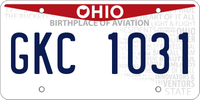 OH license plate GKC1031