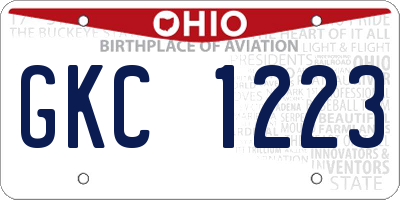 OH license plate GKC1223