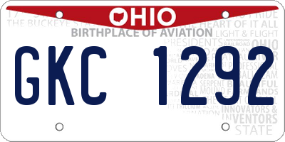 OH license plate GKC1292