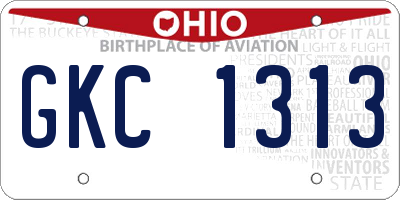 OH license plate GKC1313