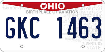 OH license plate GKC1463