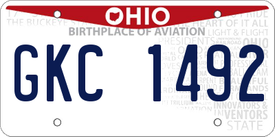 OH license plate GKC1492