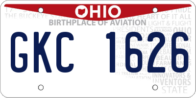 OH license plate GKC1626
