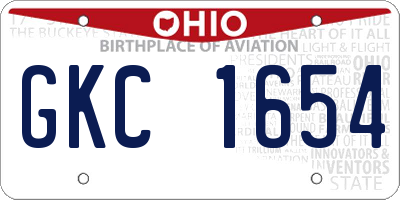 OH license plate GKC1654