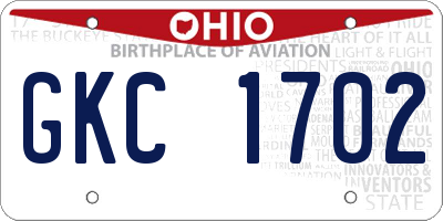 OH license plate GKC1702
