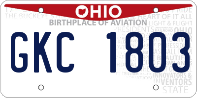OH license plate GKC1803
