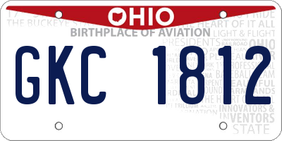 OH license plate GKC1812
