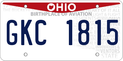 OH license plate GKC1815
