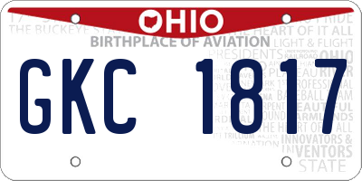 OH license plate GKC1817
