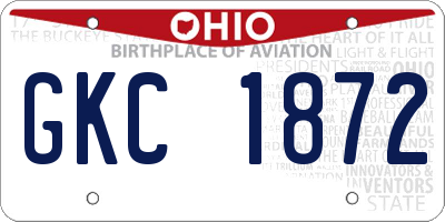 OH license plate GKC1872
