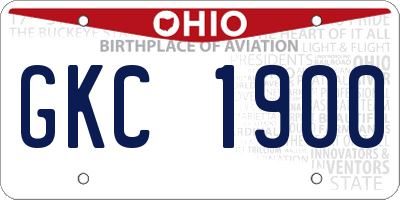 OH license plate GKC1900