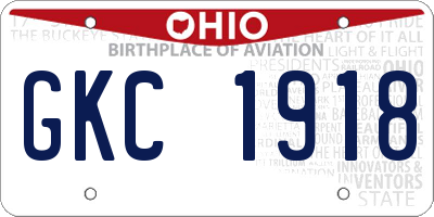 OH license plate GKC1918