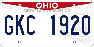 OH license plate GKC1920
