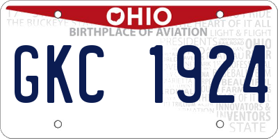 OH license plate GKC1924