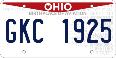 OH license plate GKC1925